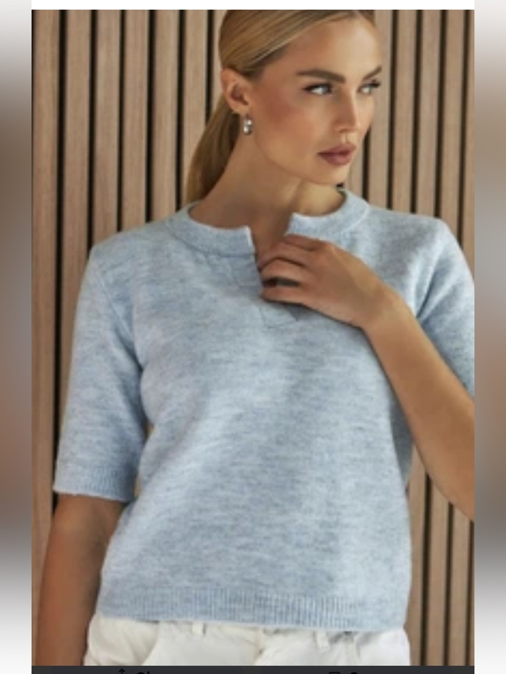 Buffalo David Bitton Light Blue Short Sleeve Crew Sweater